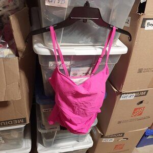 New TAG ! Eomenie Women One Piece Swimsuit Push Up Bra Pink Sz M